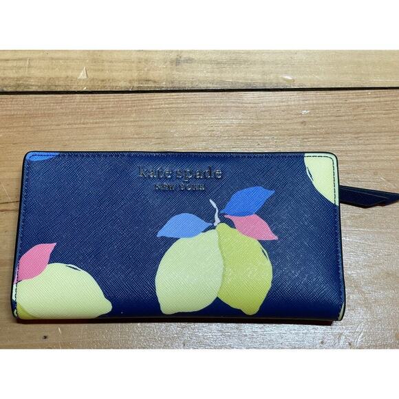 Kate Spade 3 Piece Lemon Zest Set. See thru bag tote, clip in bag and wallet - Picture 3 of 16